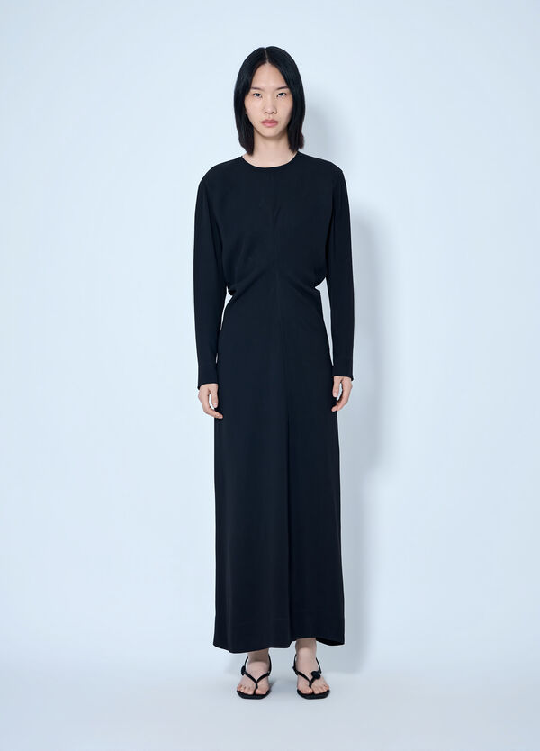 Toteme Long-Sleeve Slouch Waist Dress Black tot0265067